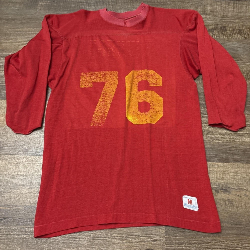Cornell University NCAA #76 Vintage Game Used CHAMPION Football JERSEY MEDIUM